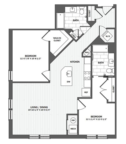 A black and white image of a house floor plan.